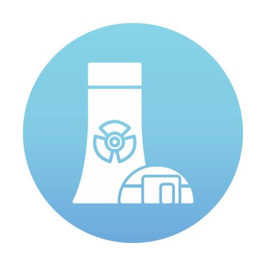 Nükleer enerji santrali ikon vektör illüstrasyon grafik tasarımı                        