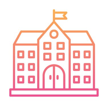 Üniversite binası ikonu. Düz renk tasarımı. vektör illüstrasyonu.                           