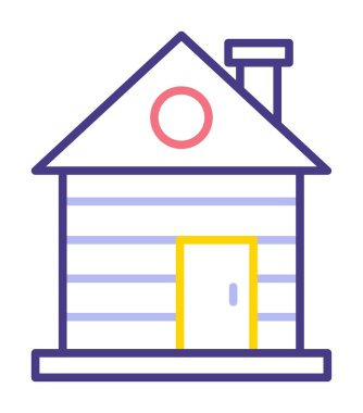 ahşap ev simgesi, vektör illüstrasyonu