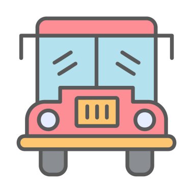 Okul otobüsü. Web simgesi basit illüstrasyon