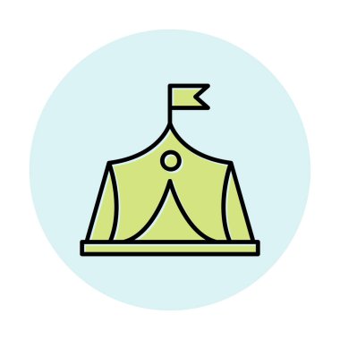 Askeri çadır simgesi, vektör illüstrasyonu