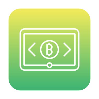 Bitcoin işaretli tablet ağ simgesi, vektör illüstrasyonu