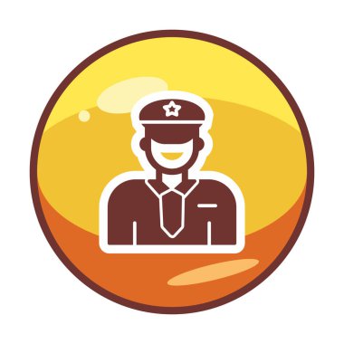 Üniformalı düz simgeli polis memurunun vektör çizimi