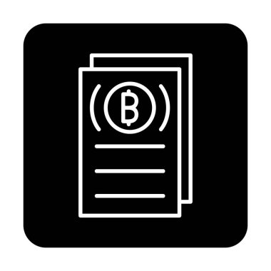 Belgeler ve bitcoin simgesinin vektör illüstrasyonu 