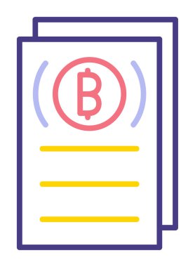 Belgeler ve bitcoin simgesinin vektör illüstrasyonu 