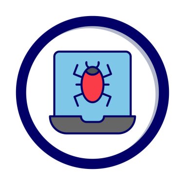 Virüs bulaşmış Laptop Simgesi - Virüs Simgesi