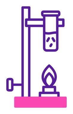 Bunsen brülörü doğrusal simgesi. Laboratuvar aleti. Web tasarımı için simge