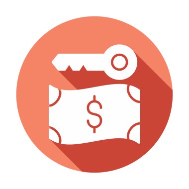 Dolar para birimi ve anahtar simgesi, Fidye yazılımı konsepti, vektör illüstrasyonu  