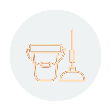 kova ve paspas simgesi, vektör illüstrasyonu  