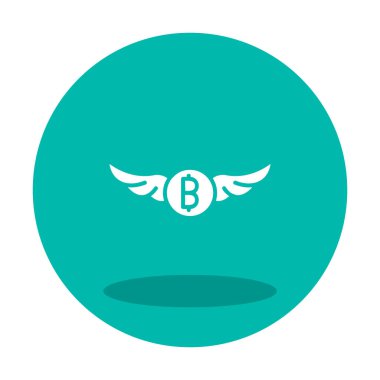 Bitcoin simgesi ve vektör illüstrasyonlu kanatlar  