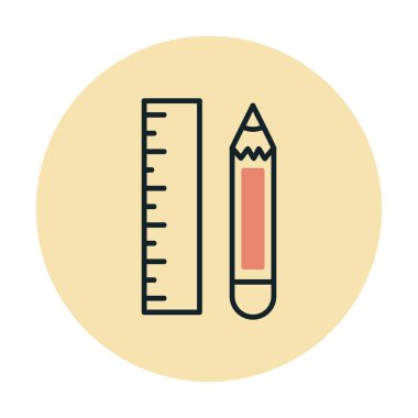 Kalem ve cetveli satırı simgesi, vektör çizim