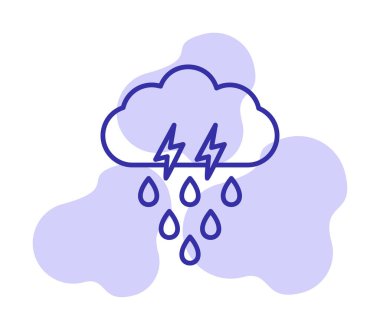 Gök gürültülü yağmurlu bulut sembolü, hava durumu ikonu, vektör illüstrasyonu 