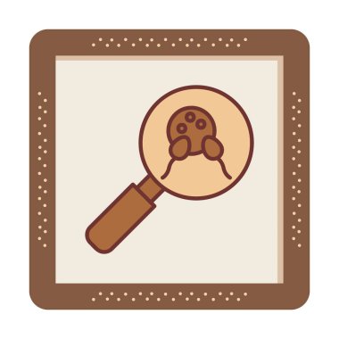 Büyüteç cam simgesi, vektör illüstrasyonlu bakteri denetimi  