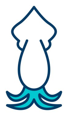 Beyaz arkaplanda mürekkep balığı vektörü simgesi 