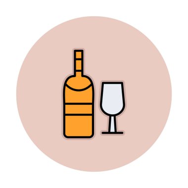 şarap şişe ve cam kutsal kişilerin resmi, vektör çizim  