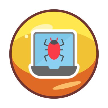 Virüs bulaşmış Laptop Simgesi - Virüs Simgesi