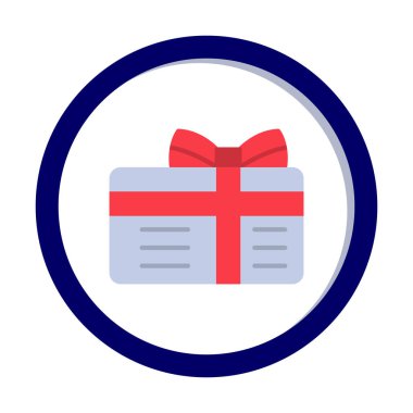 Kurdeleli hediye kutusu ve yay düz simge, vektör illüstrasyonu