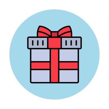 Hediye ikonlu kutu. Düz stil. Vektör çizimi. beyaz arkaplanda izole.