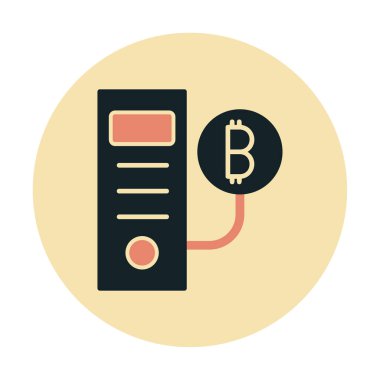 Bitcoin Madeni İşlemcisi (BTC) simgesi, vektör illüstrasyonu 