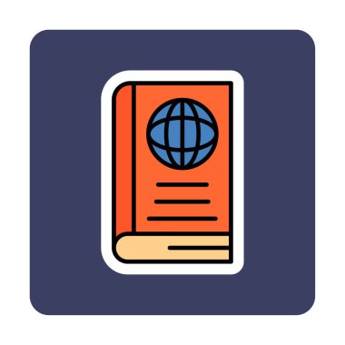 Basit Dünya Kitabı simgesi, vektör illüstrasyonu