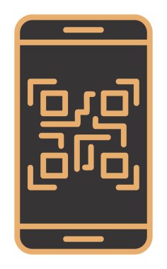 Akıllı Telefon Ekran Web simgesi Qr Kodu, vektör illüstrasyonu 