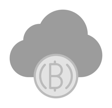 bulut bitcoin simgesi, vektör illüstrasyonu 