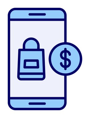 mobil bankacılık ve dolar ikonu vektör illüstrasyonu