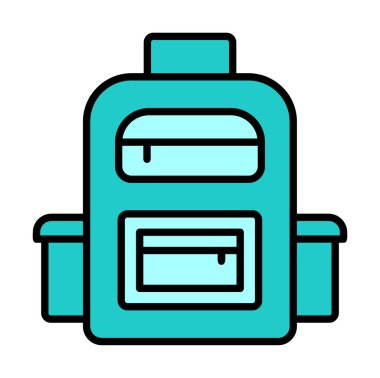 Sırt çantası düz simge vektör çizimi