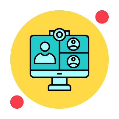 Basit çevrimiçi toplantı simgesi, vektör illüstrasyonu