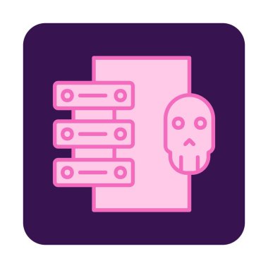 veri merkezi ve Hackleme vektör çizgisi simgesi, imza illüstrasyonu 