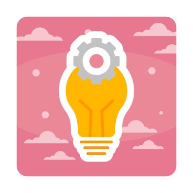 Cogwheel simgesi, vektör illüstrasyonlu ampul 