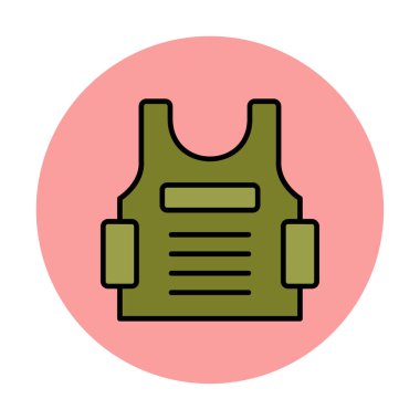 Kurşun geçirmez yelek ağ simgesi, vektör illüstrasyonu