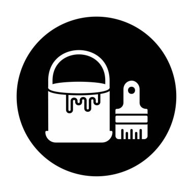 Boya fırçası ve kova vektör çizimi, simge ögesi arkaplanı                    