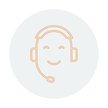 Kulaklık ve gülücükle yüzün vektör çizimi, Çağrı Merkezi kavramı