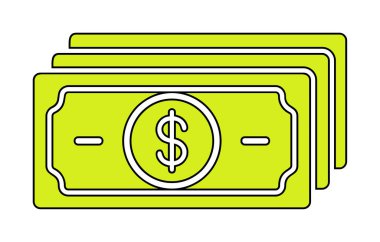 Dolar para çizgisi simgesi, vektör illüstrasyonu