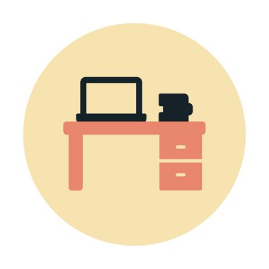 Ofis masa simgesinin vektör illüstrasyonu 