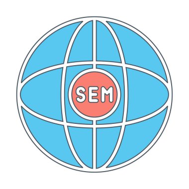 Basit düz küre ve Sem simgesi illüstrasyonu