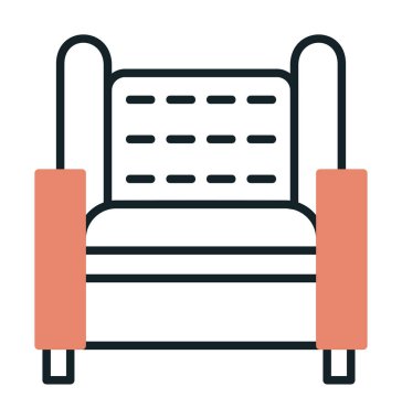 Koltuk yassı simgesi, vektör illüstrasyonu