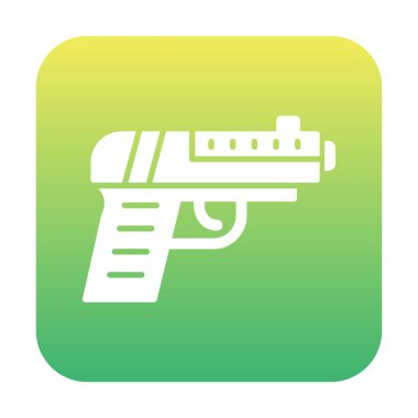 Beyaz vektör illüstrasyonunda izole edilmiş her tasarım için askeri silah simgesi dijital yeşil