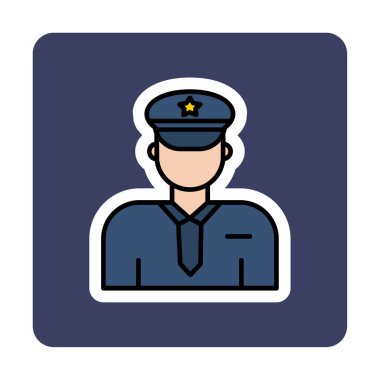 Üniformalı düz simgeli polis memurunun vektör çizimi