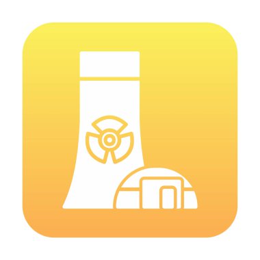 Nükleer enerji santrali ikon vektör illüstrasyon grafik tasarımı                        