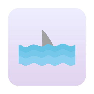 Deniz ikonunda köpekbalığı yüzgeci, vektör illüstrasyonu 