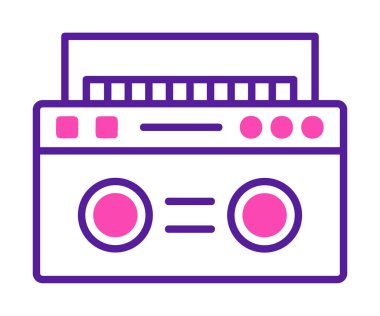  Boombox düz simgesi, vektör çizimi