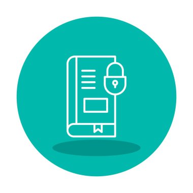 Asma kilit simgesine sahip kitap, vektör illüstrasyon tasarımı, Güvenli Kitap sembolü 