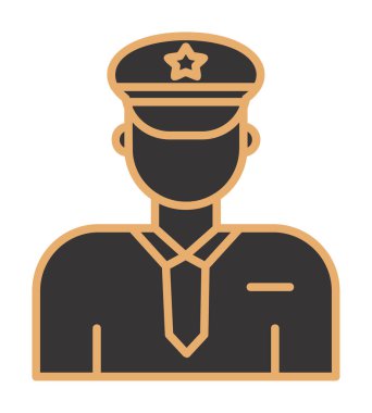 Üniformalı düz simgeli polis memurunun vektör çizimi