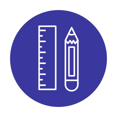 Kalem ve cetveli satırı simgesi, vektör çizim