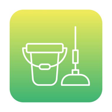 kova ve paspas simgesi, vektör illüstrasyonu  