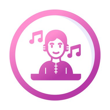 DJ avatar web simgesi, vektör illüstrasyonu 