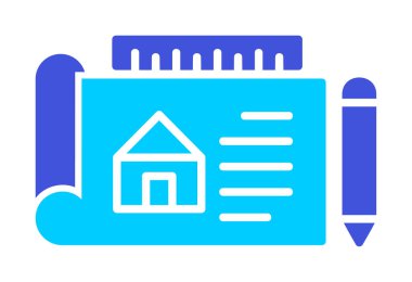 Basit Mimari Planı simgesi, vektör illüstrasyonu