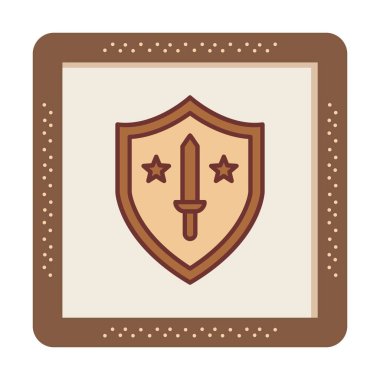 Kılıç vektör ağ simgesine sahip Askeri Kalkan, vektör illüstrasyonu 